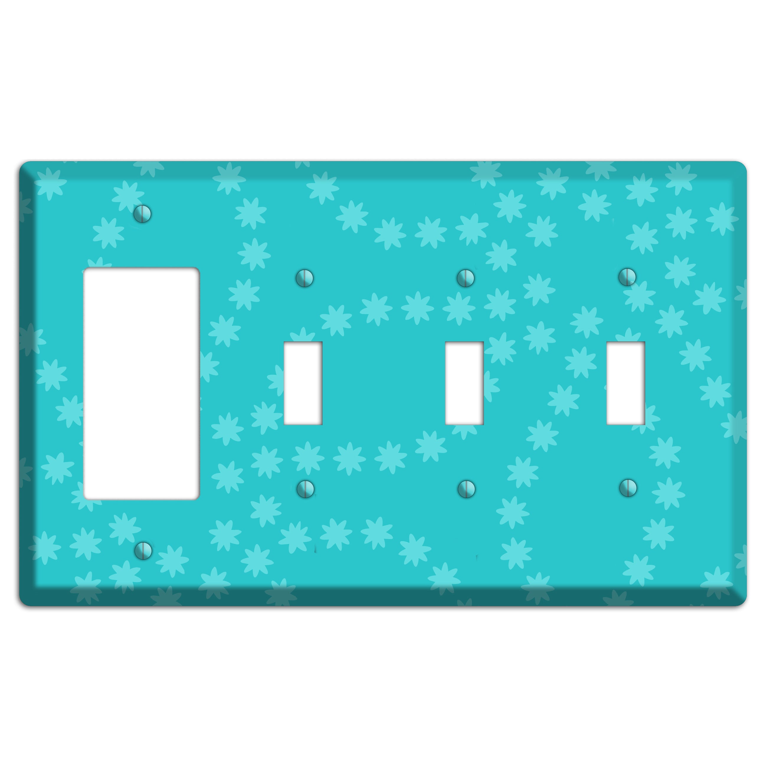 Multi Turquoise Constellation Rocker / 3 Toggle Wallplate