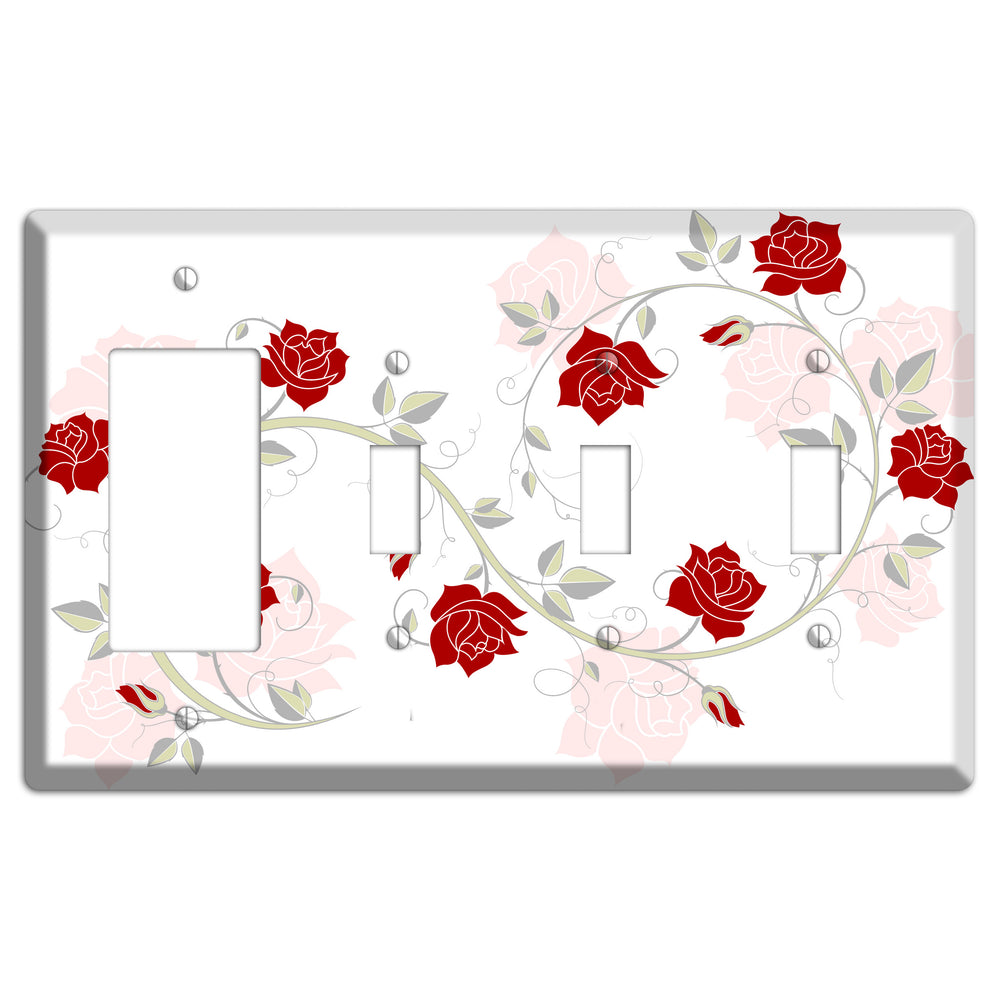 Red Rose Rocker / 3 Toggle Wallplate