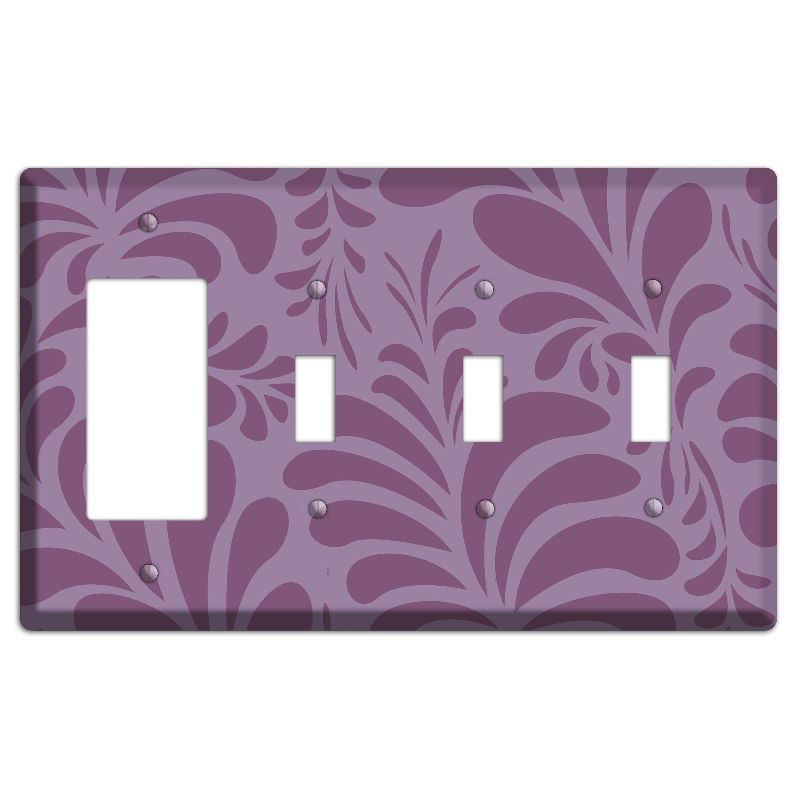 Purple Herati Rocker / 3 Toggle Wallplate