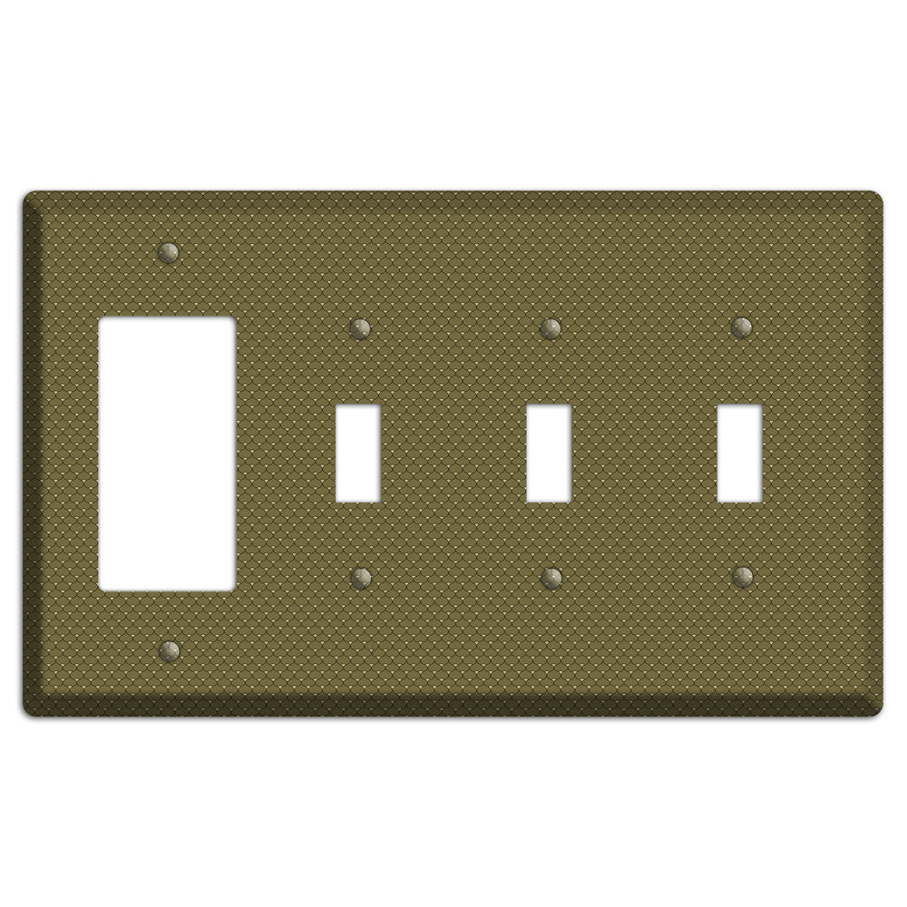 Brown Tiny Deco Scallop Rocker / 3 Toggle Wallplate
