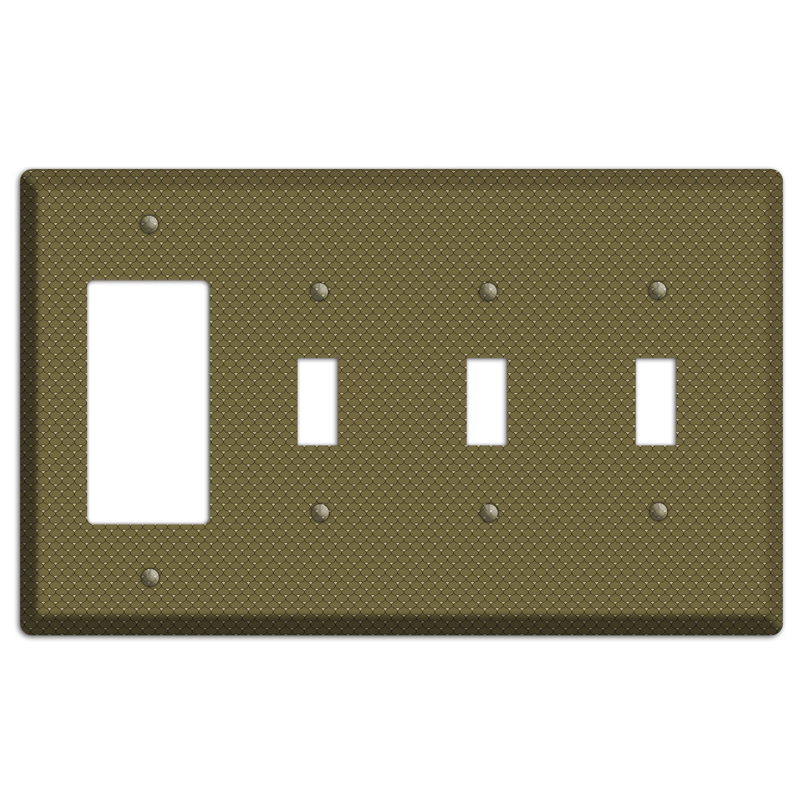 Brown Tiny Deco Scallop Rocker / 3 Toggle Wallplate
