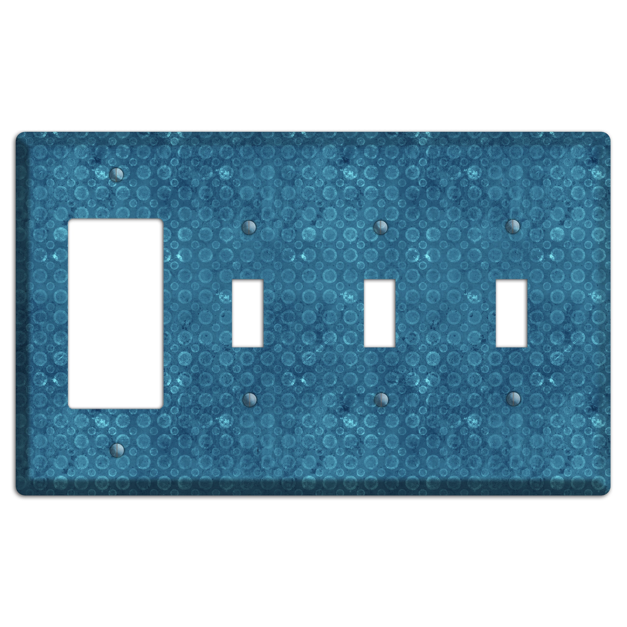 Turquoise Circles Rocker / 3 Toggle Wallplate