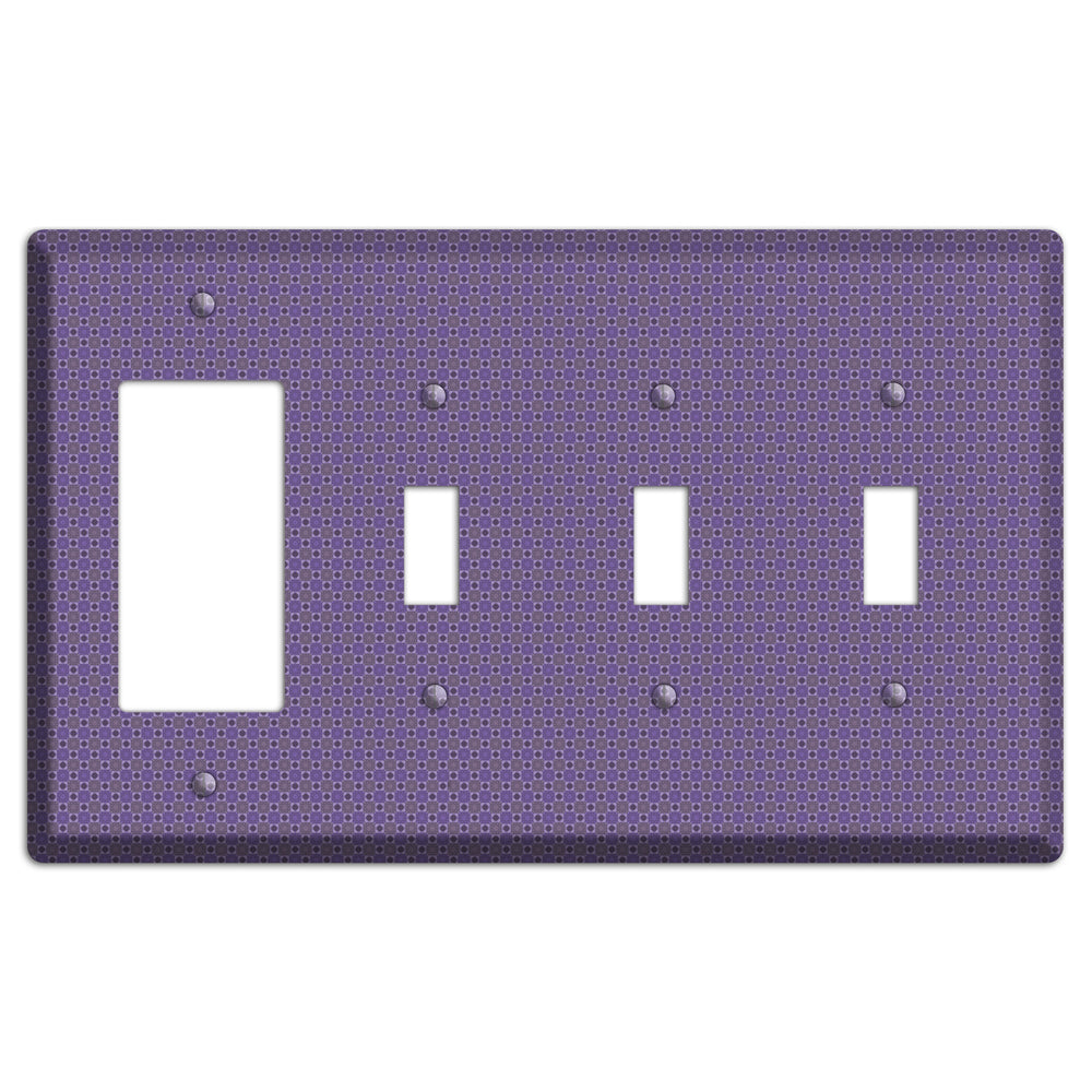 Multi Purple Tiled Rocker / 3 Toggle Wallplate