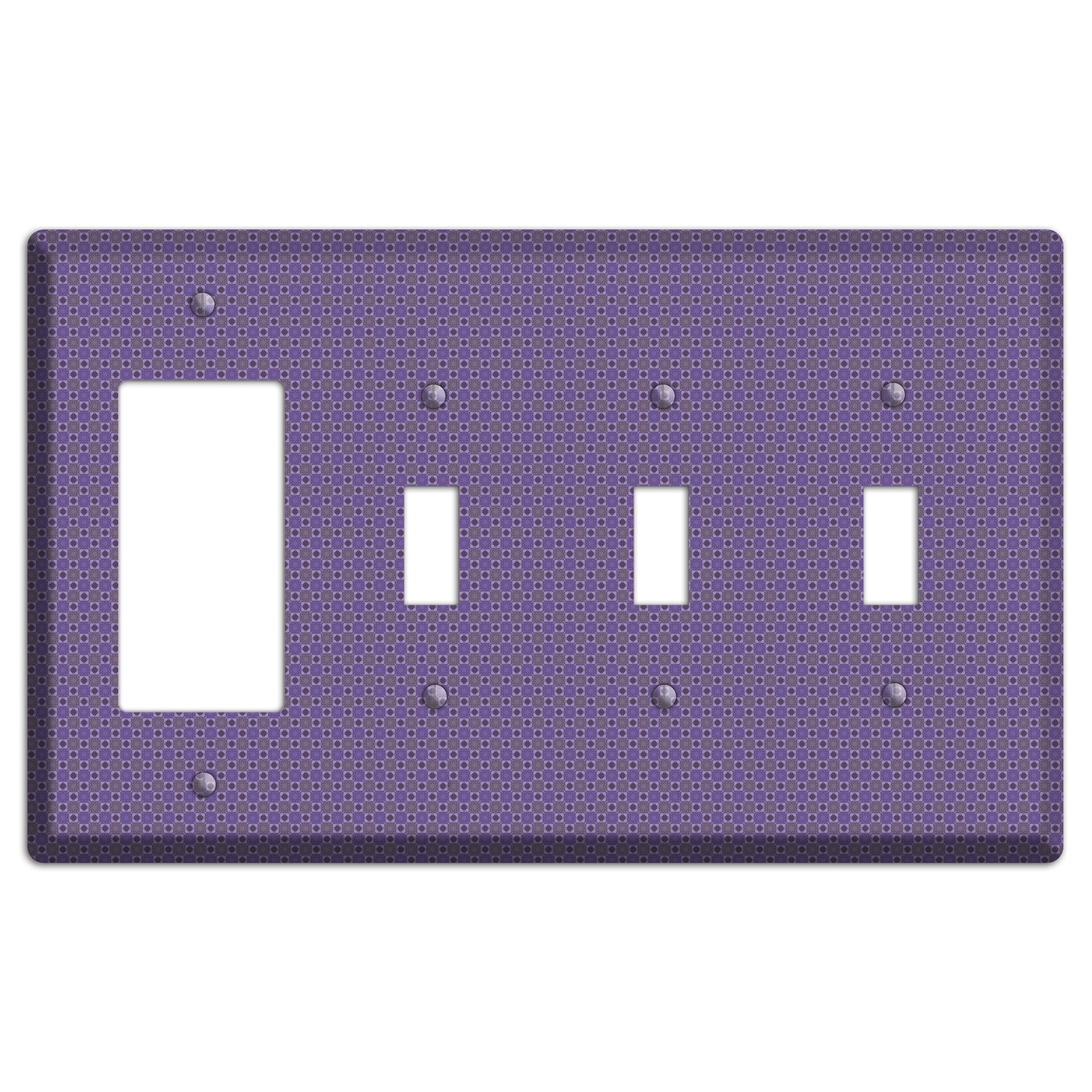 Multi Purple Tiled Rocker / 3 Toggle Wallplate