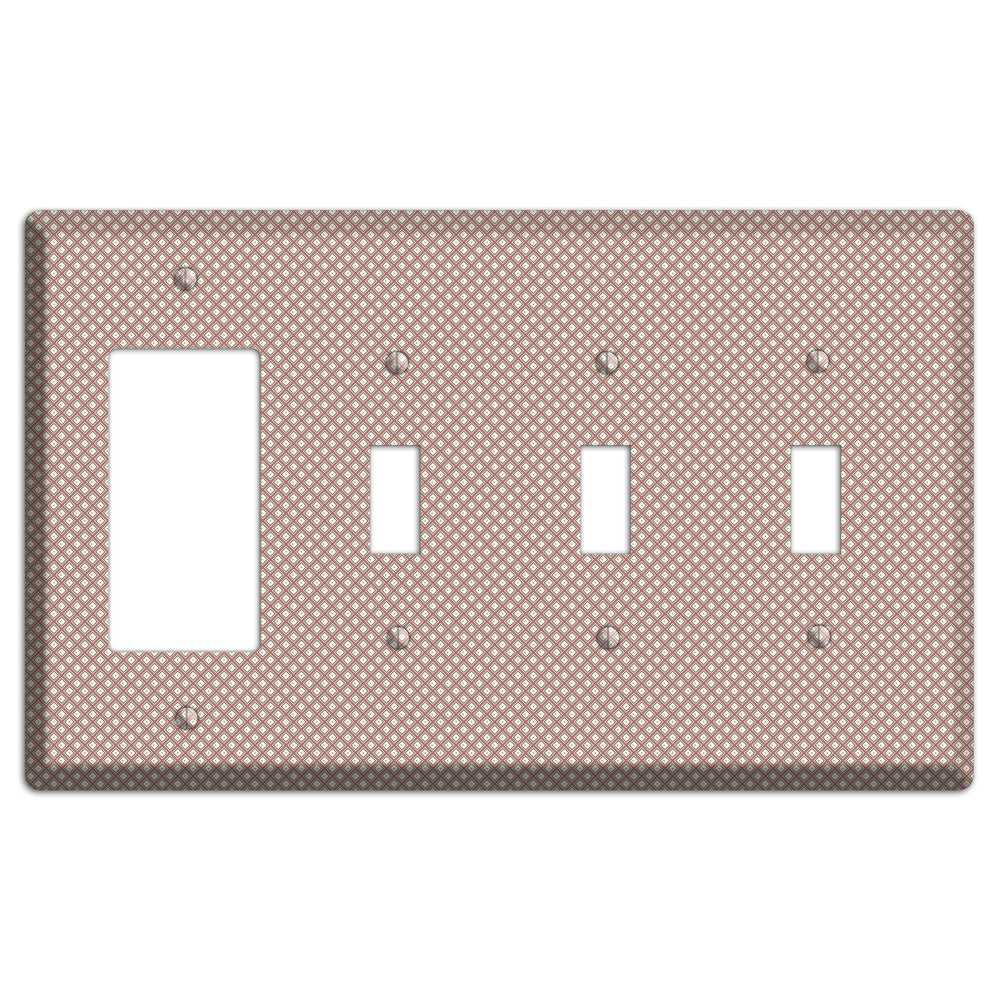 Light Brown and Beige Diamonds Rocker / 3 Toggle Wallplate