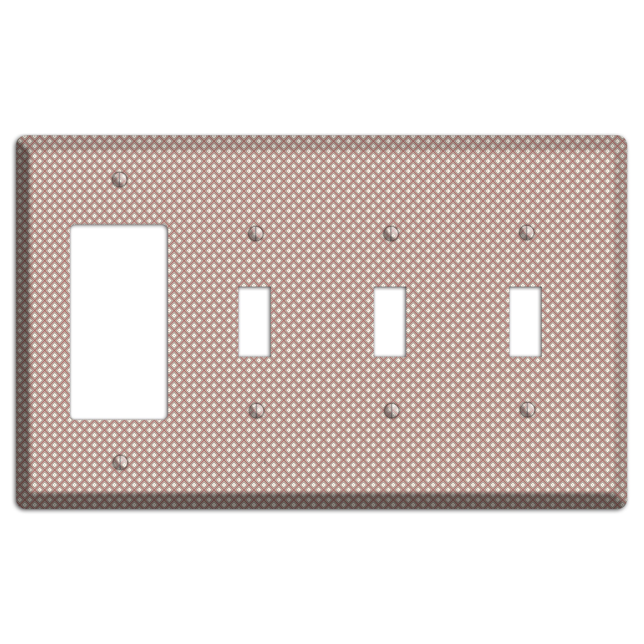 Light Brown and Beige Diamonds Rocker / 3 Toggle Wallplate