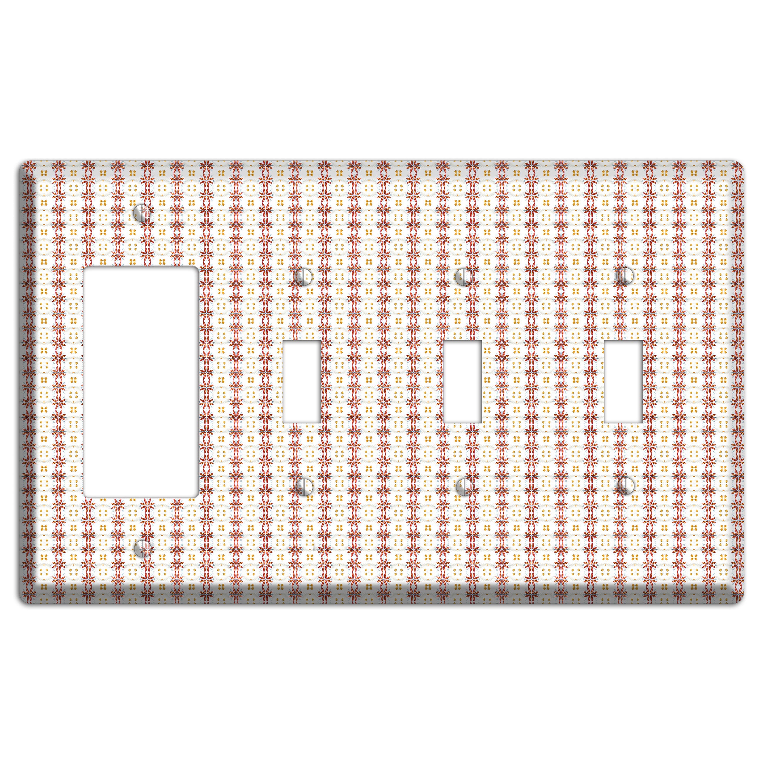 White with Red Smocking Rocker / 3 Toggle Wallplate