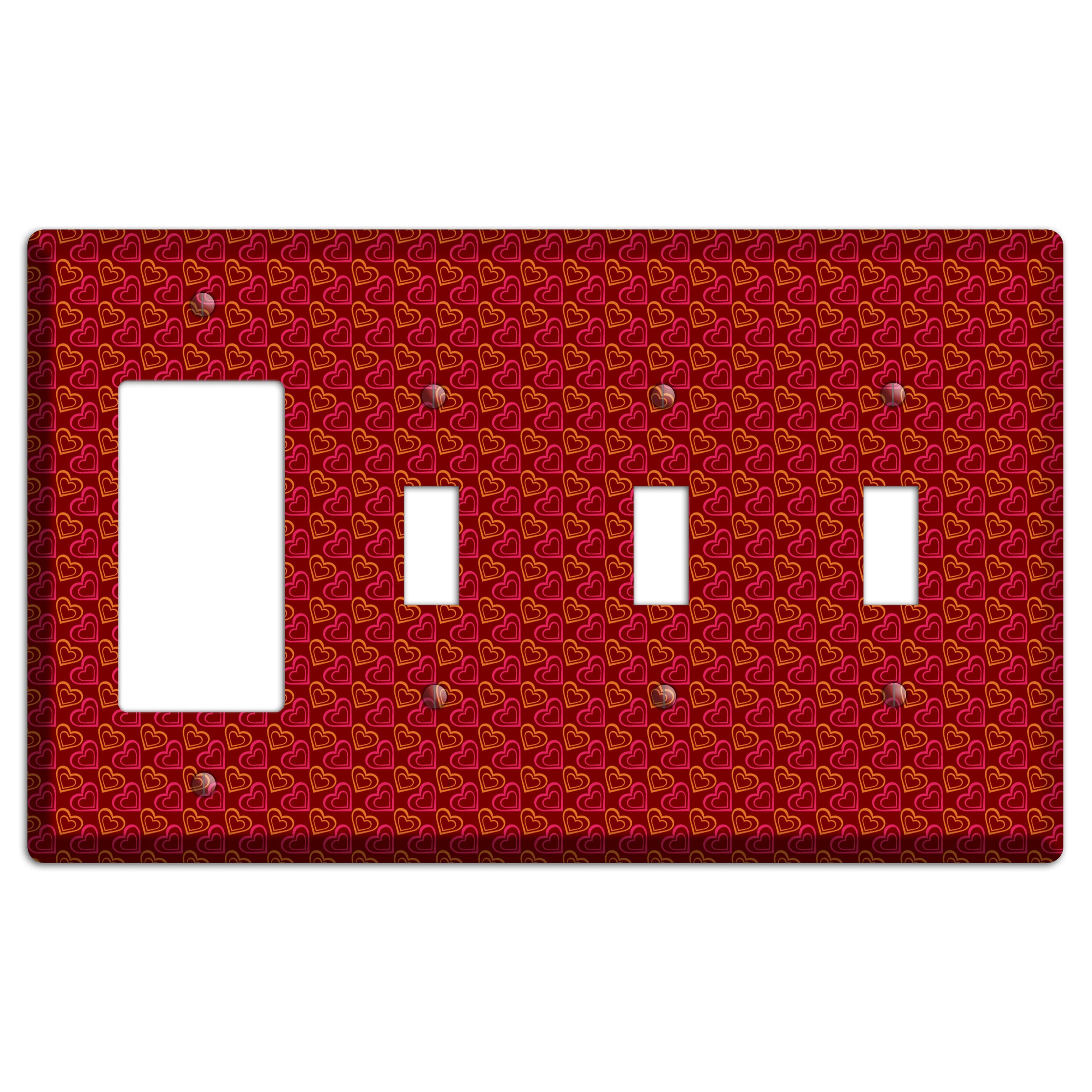 Red and Orange Hearts Rocker / 3 Toggle Wallplate