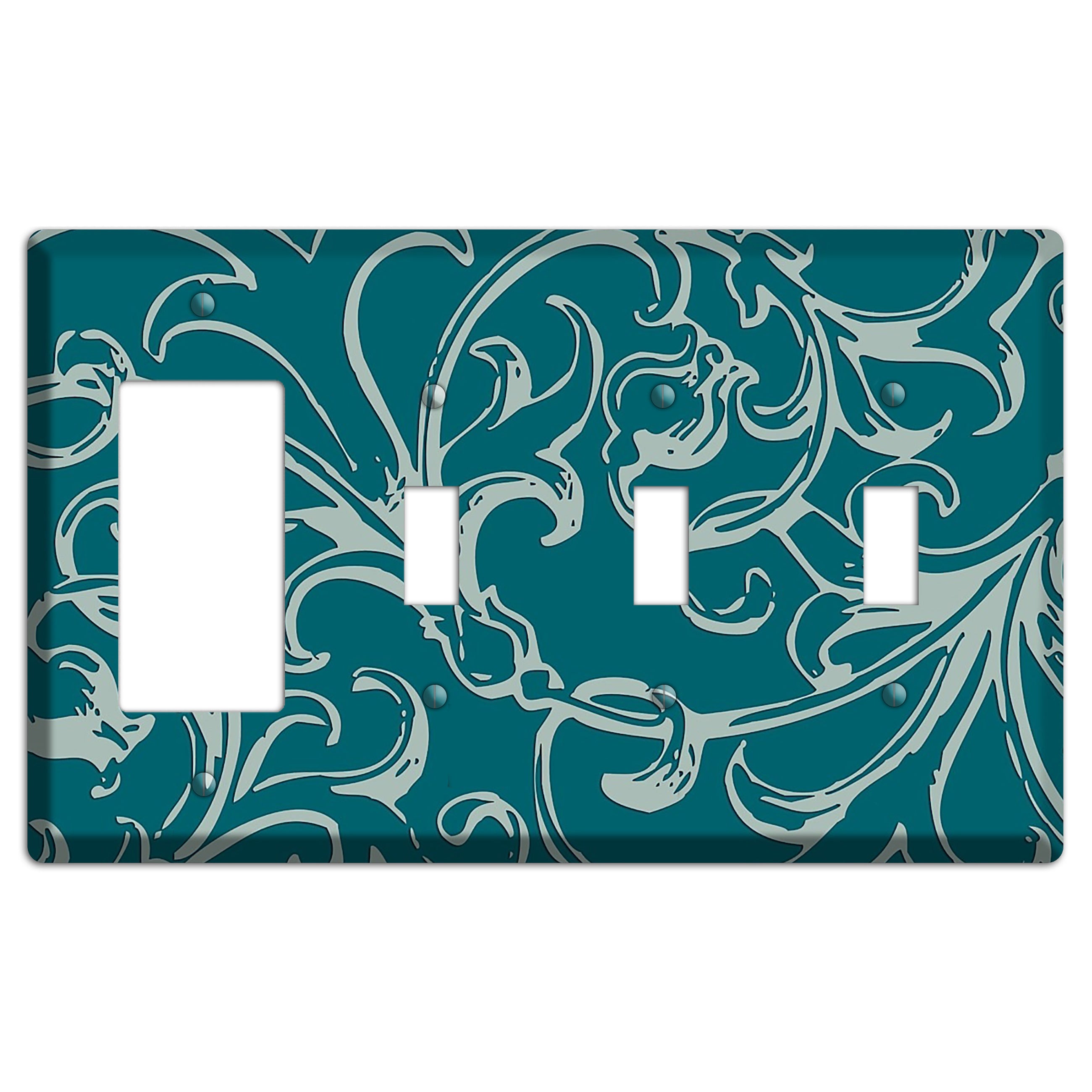 Victorian Teal Rocker / 3 Toggle Wallplate