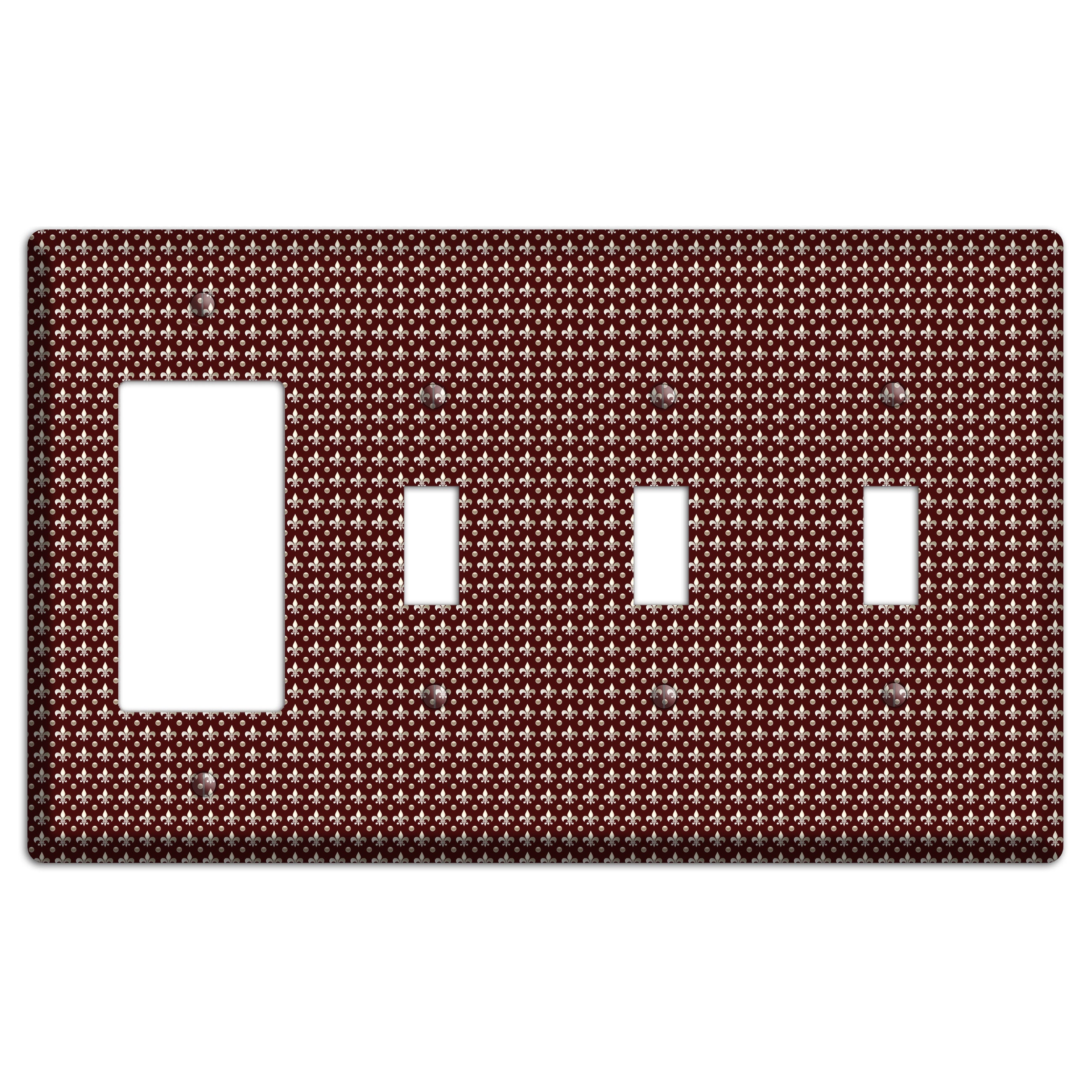 Brown Fleur de Lis Rocker / 3 Toggle Wallplate
