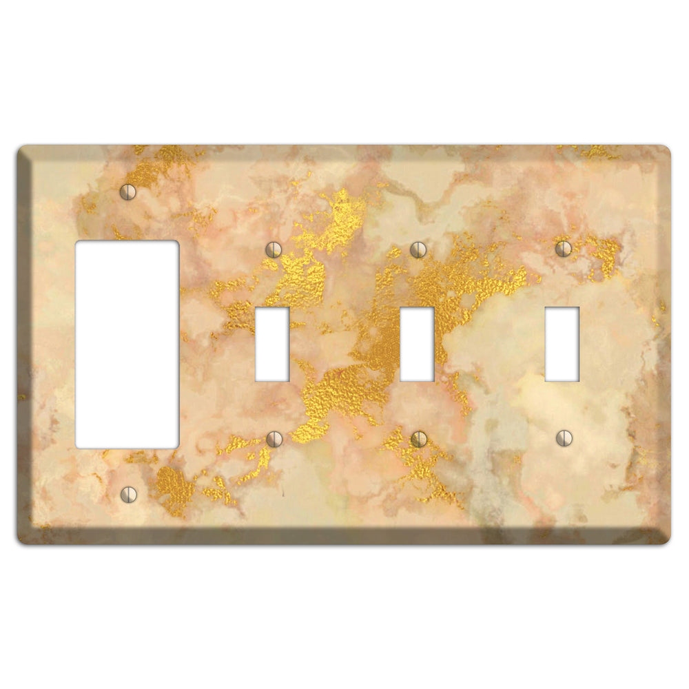 Old Gold Marble Rocker / 3 Toggle Wallplate