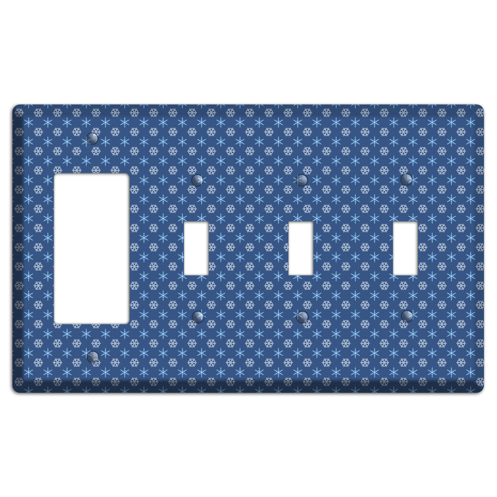 Blue Foulard Rocker / 3 Toggle Wallplate