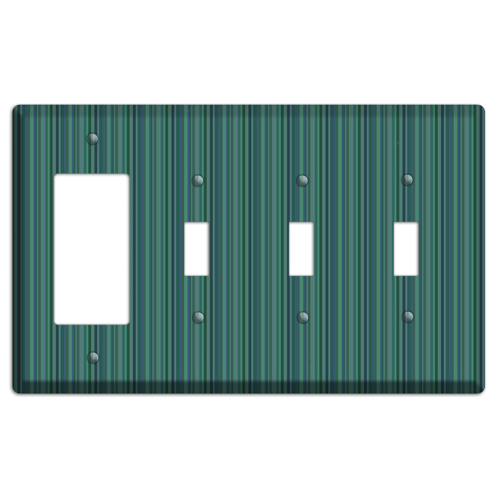 Multi Jade Vertical Stripes Rocker / 3 Toggle Wallplate