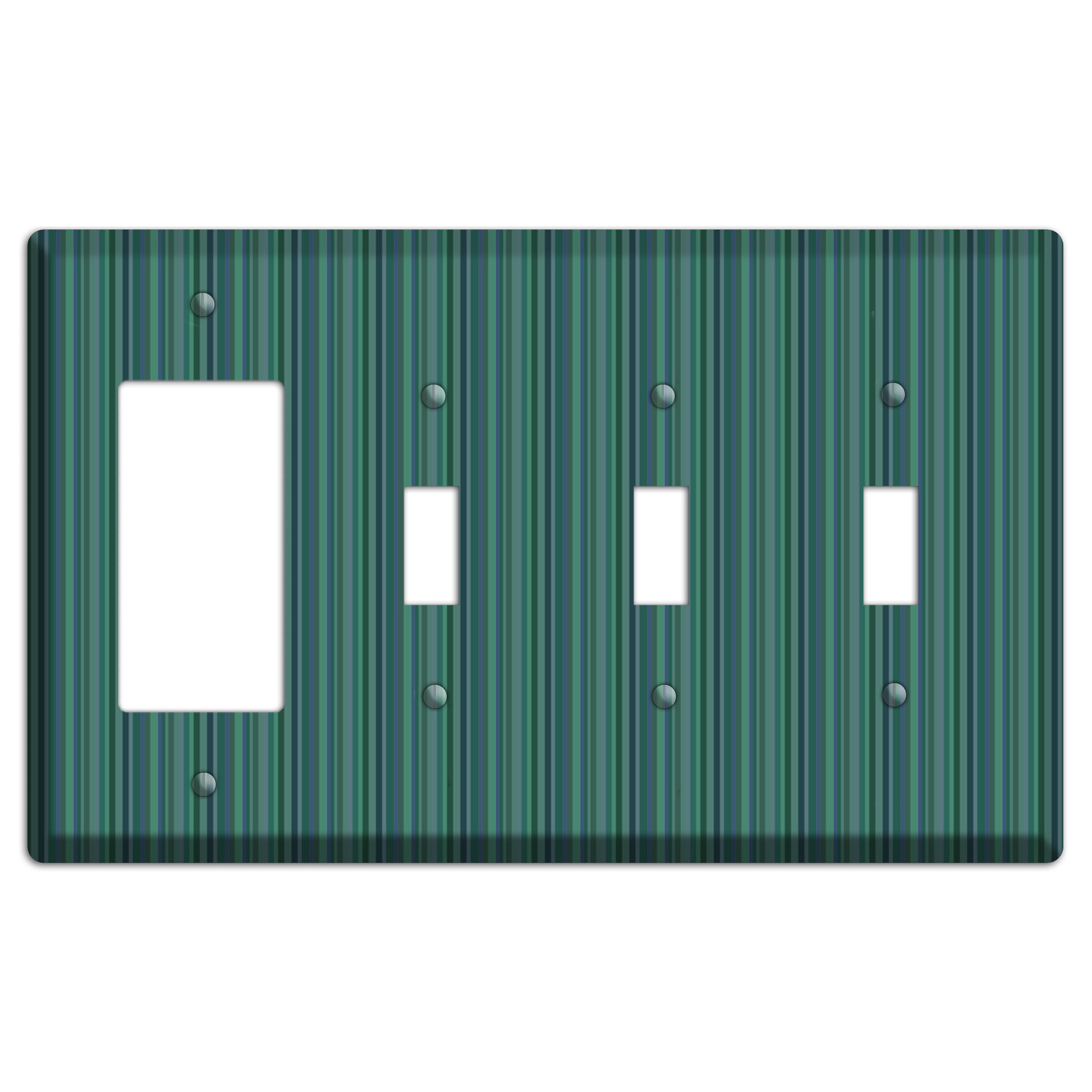 Multi Jade Vertical Stripes Rocker / 3 Toggle Wallplate