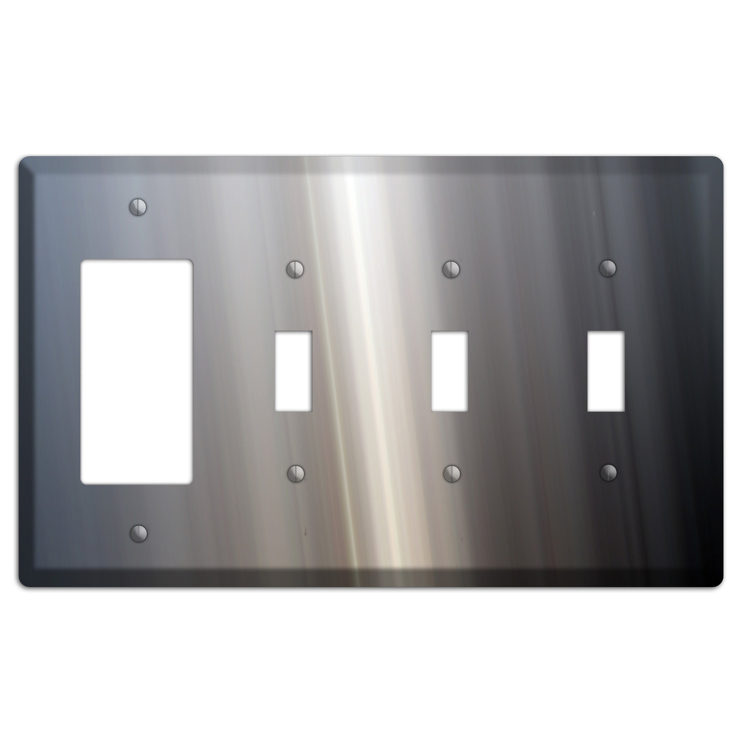 White with Blue Retro Burst Rocker / 3 Toggle Wallplate