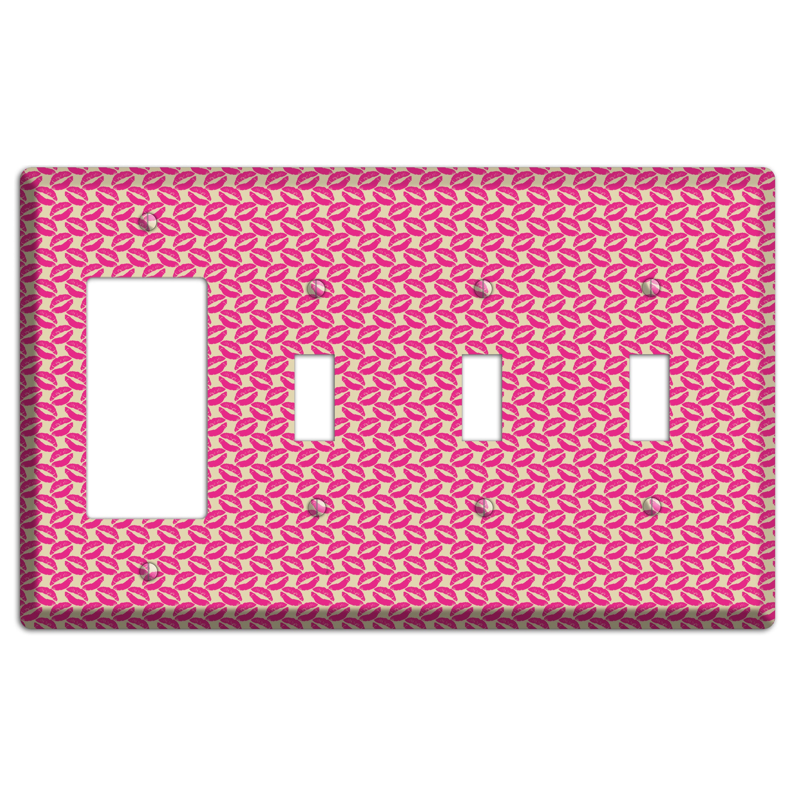 Pink Kisses Rocker / 3 Toggle Wallplate