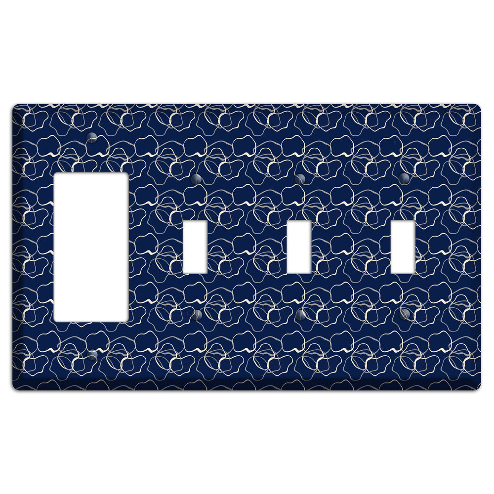 Blue with Irregular Circles Rocker / 3 Toggle Wallplate