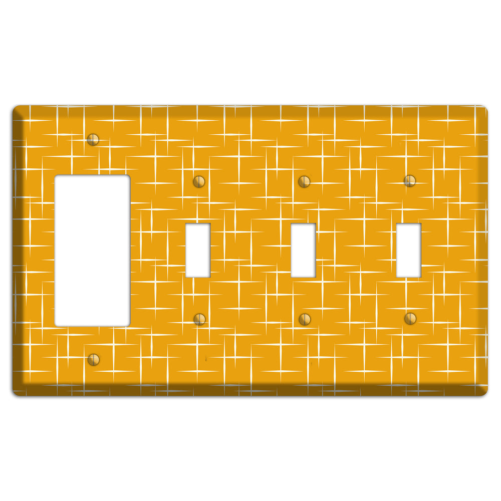 Orange Atomic Rocker / 3 Toggle Wallplate