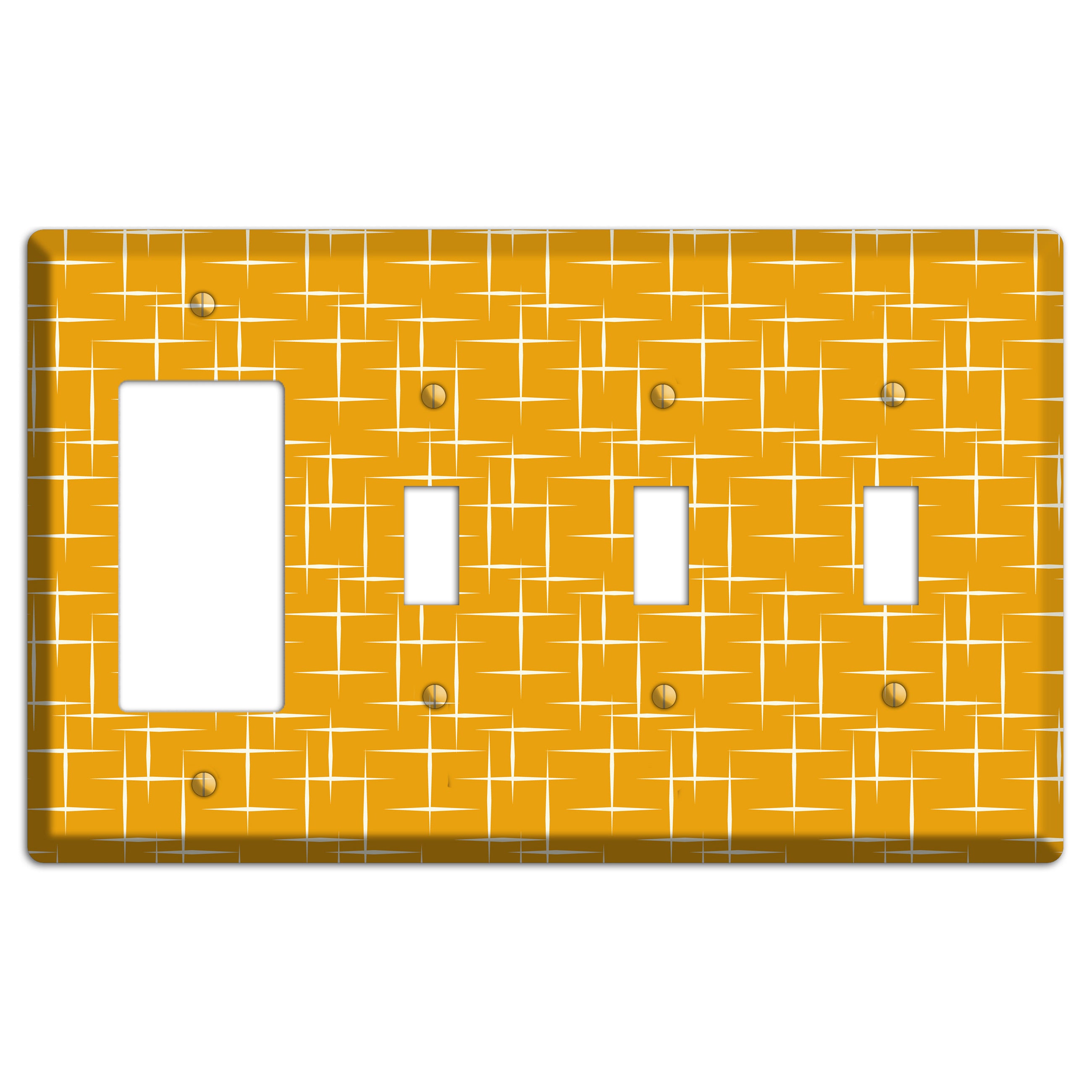 Orange Atomic Rocker / 3 Toggle Wallplate