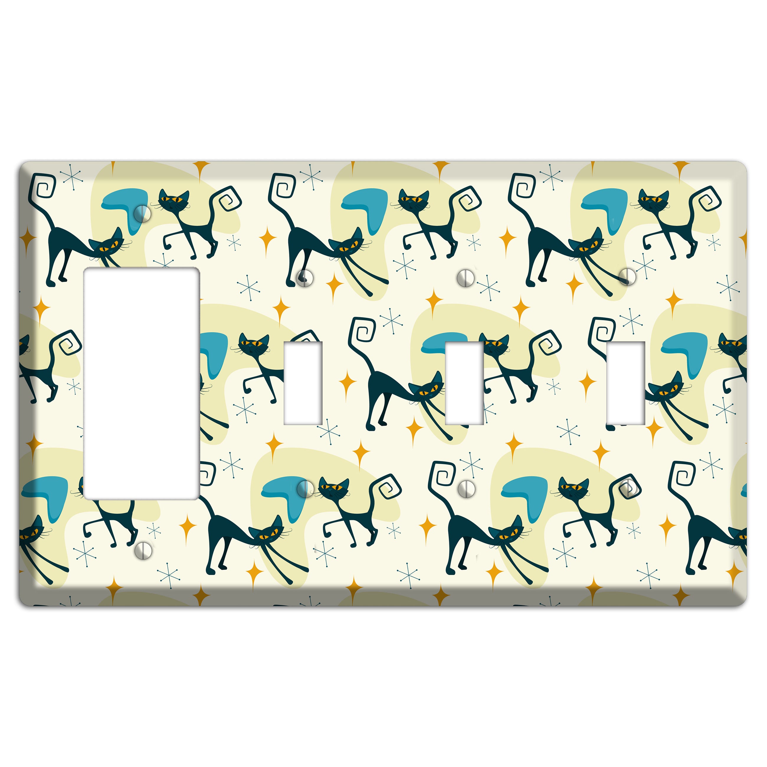 Black Cats Rocker / 3 Toggle Wallplate