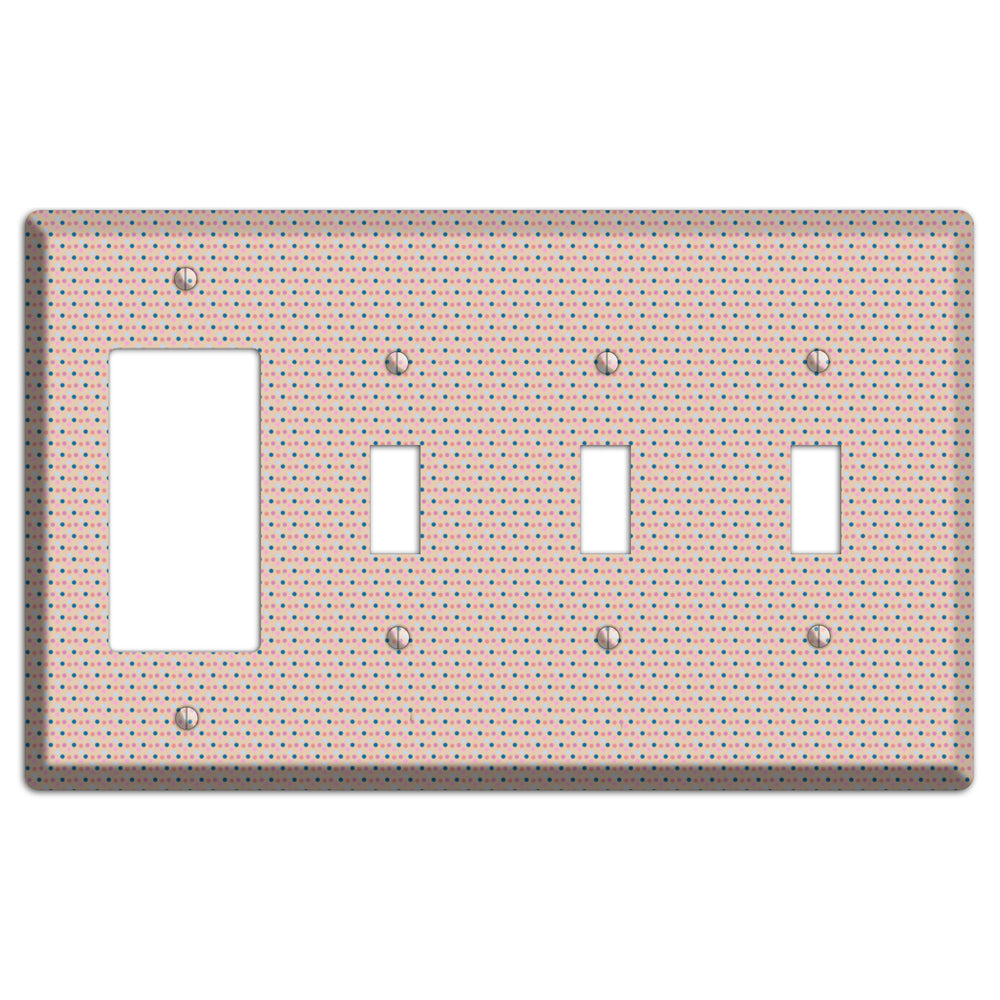 Multi Dusty Pink Tiny Dots Rocker / 3 Toggle Wallplate