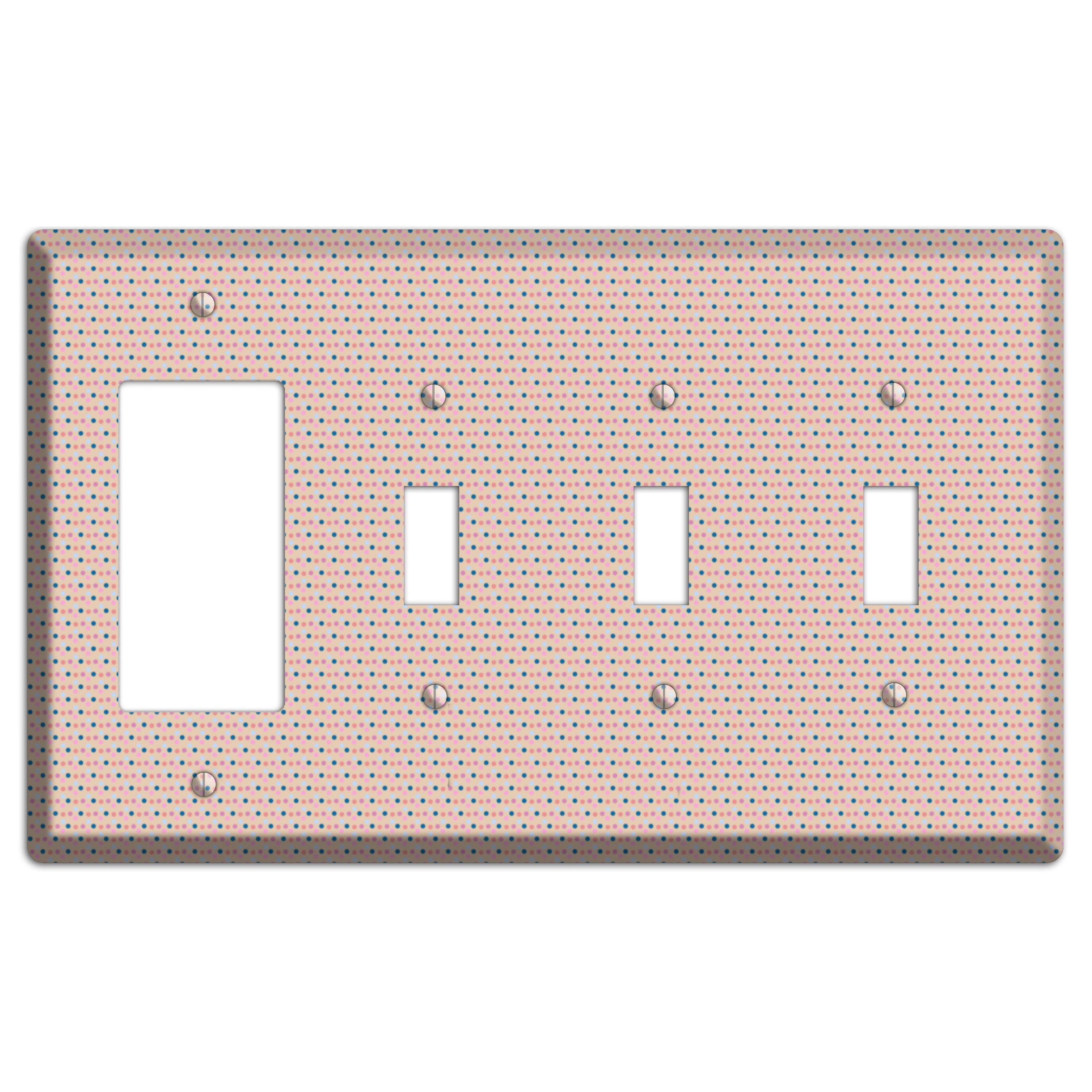 Multi Dusty Pink Tiny Dots Rocker / 3 Toggle Wallplate