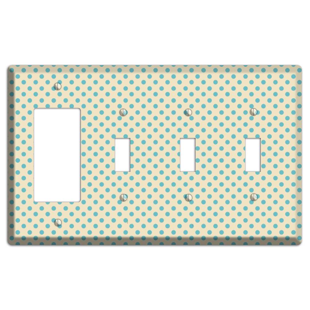 Soft Green Polka Dots Rocker / 3 Toggle Wallplate