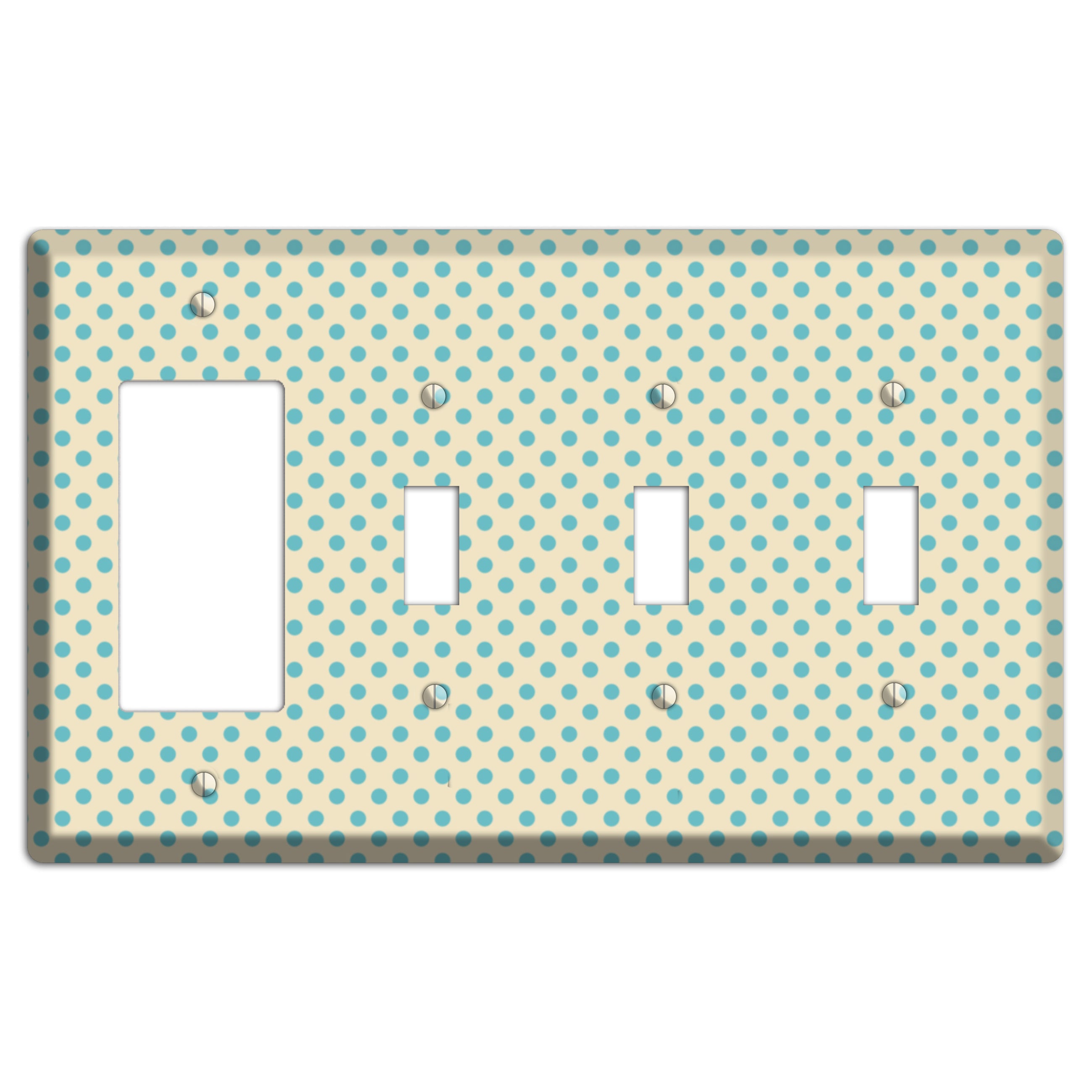 Soft Green Polka Dots Rocker / 3 Toggle Wallplate