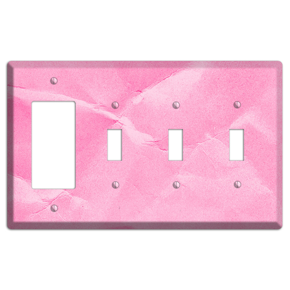 Carnation Pink Texture Rocker / 3 Toggle Wallplate