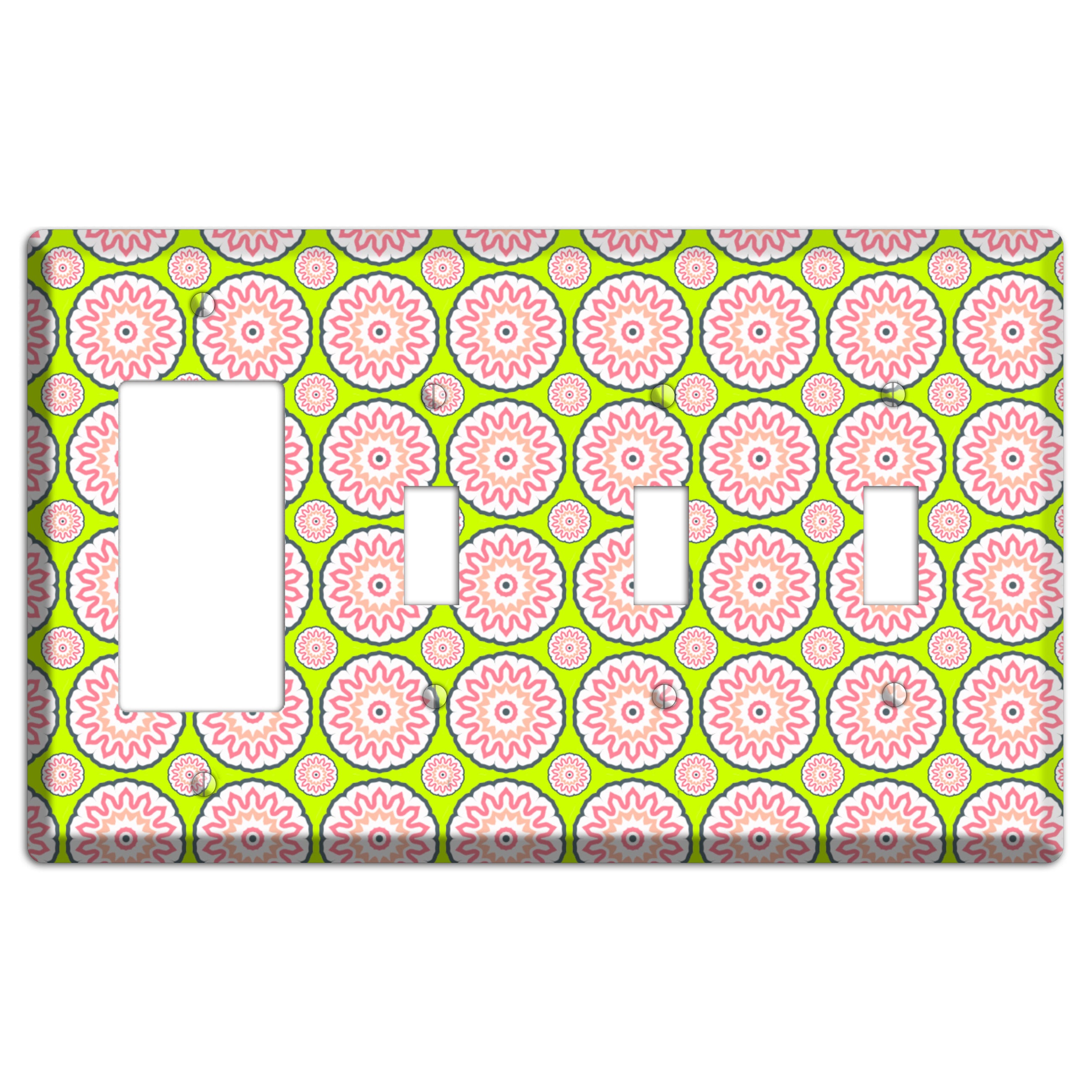 Green with Tiled Suzani Rocker / 3 Toggle Wallplate