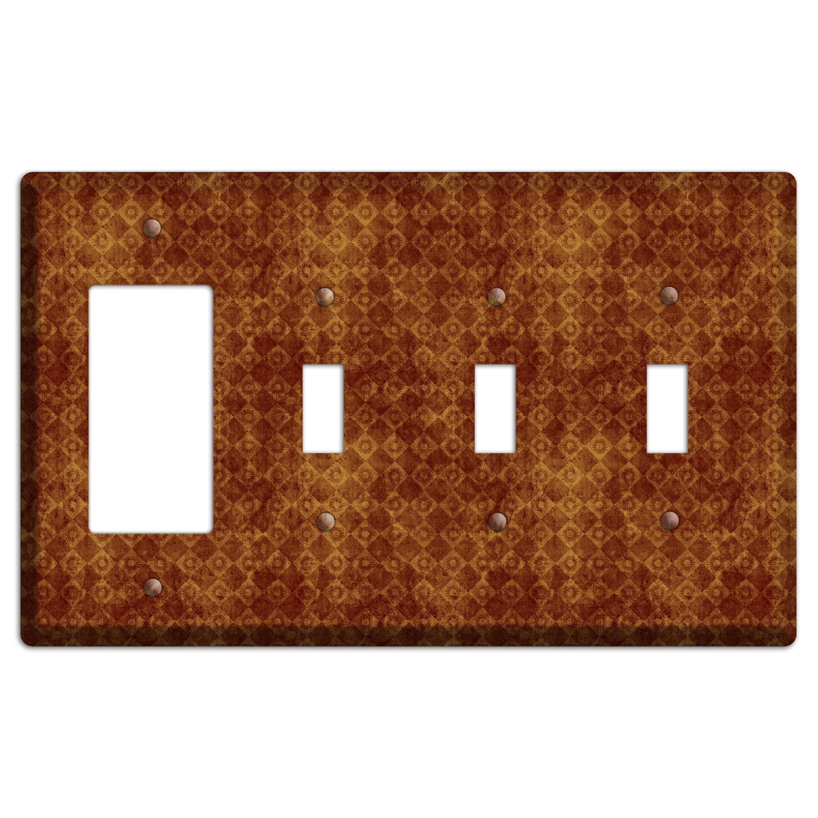 Maroon Diamond Circles Rocker / 3 Toggle Wallplate