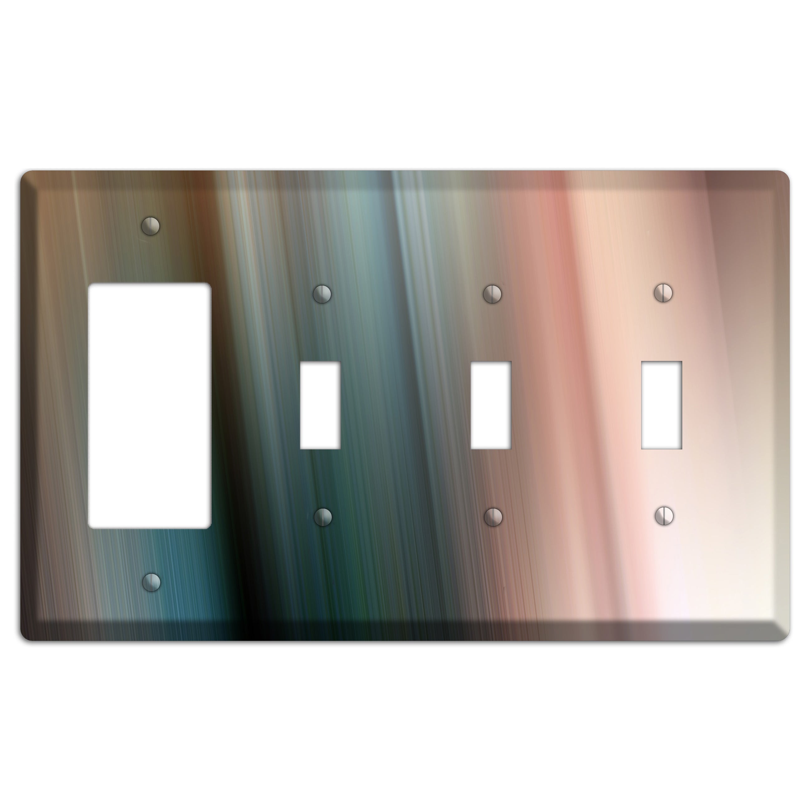 Brown and Blue Ray of Light Rocker / 3 Toggle Wallplate