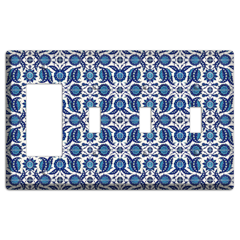 Ornate Paisley Tile Rocker / 3 Toggle Wallplate