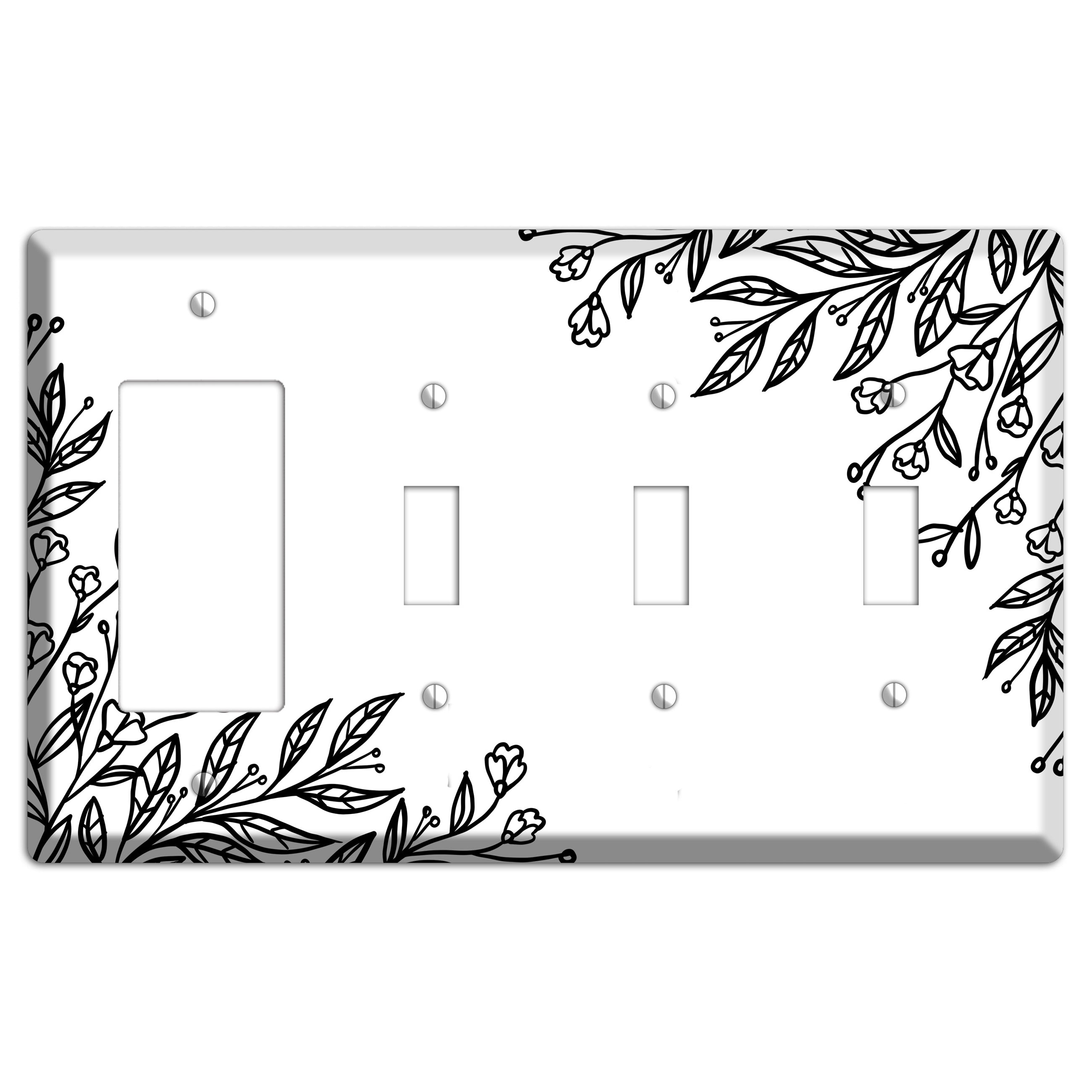 Hand-Drawn Floral 2 Rocker / 3 Toggle Wallplate