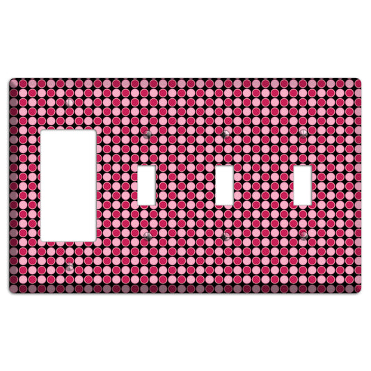 Fuschia and Pink Tiled Dots Rocker / 3 Toggle Wallplate