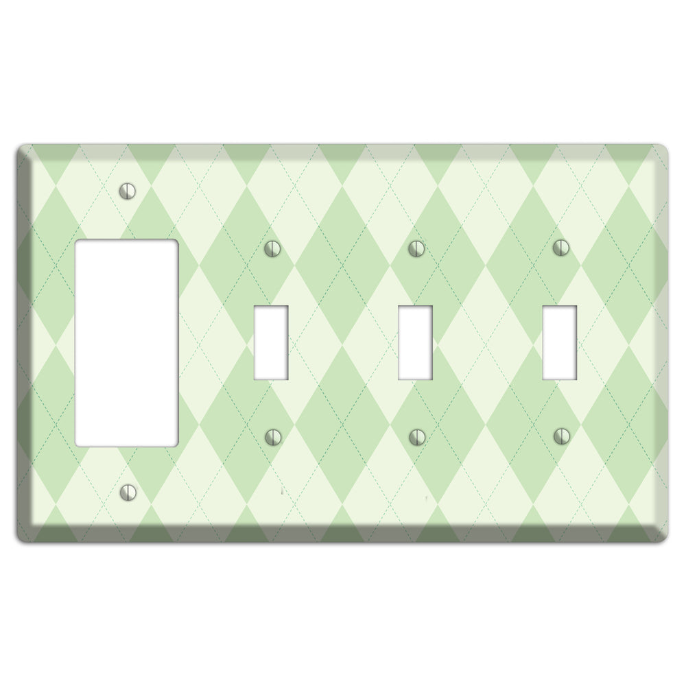 Light Green Argyle Rocker / 3 Toggle Wallplate