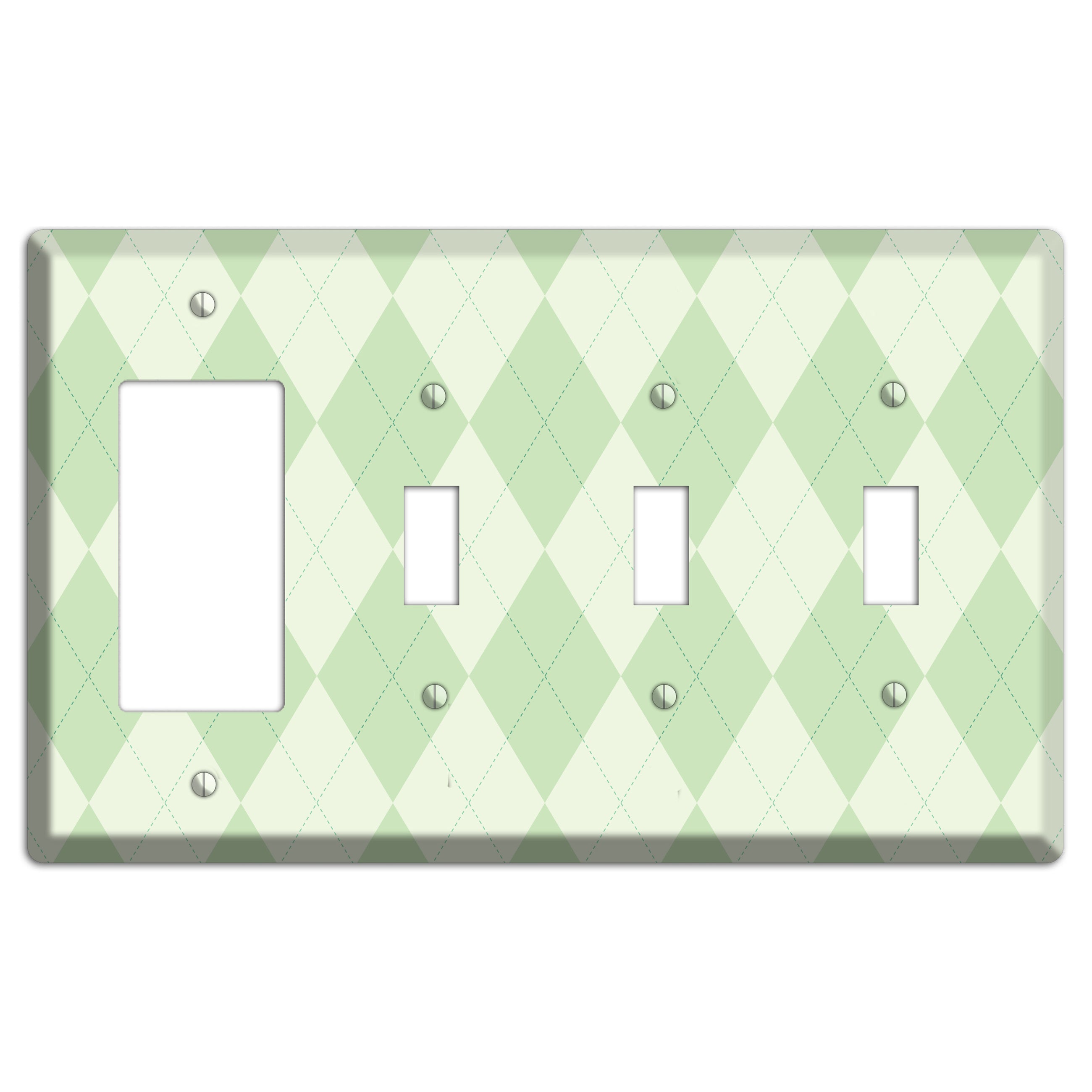 Light Green Argyle Rocker / 3 Toggle Wallplate