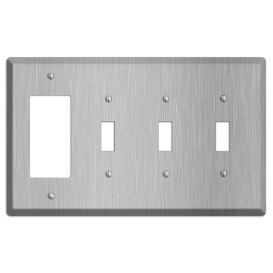 Brushed Stainless Steel Rocker / 3 Toggle Wallplate