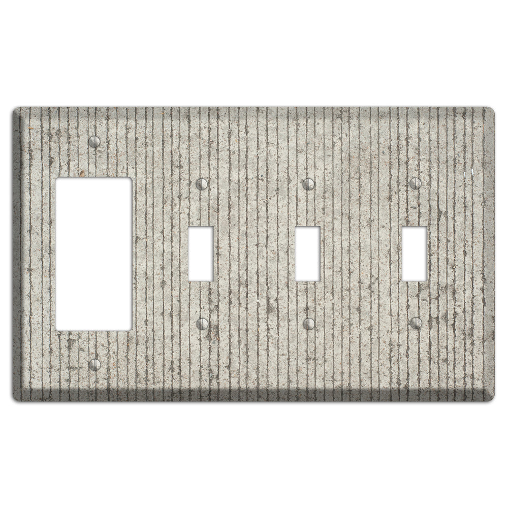 Vertical Concrete Rocker / 3 Toggle Wallplate