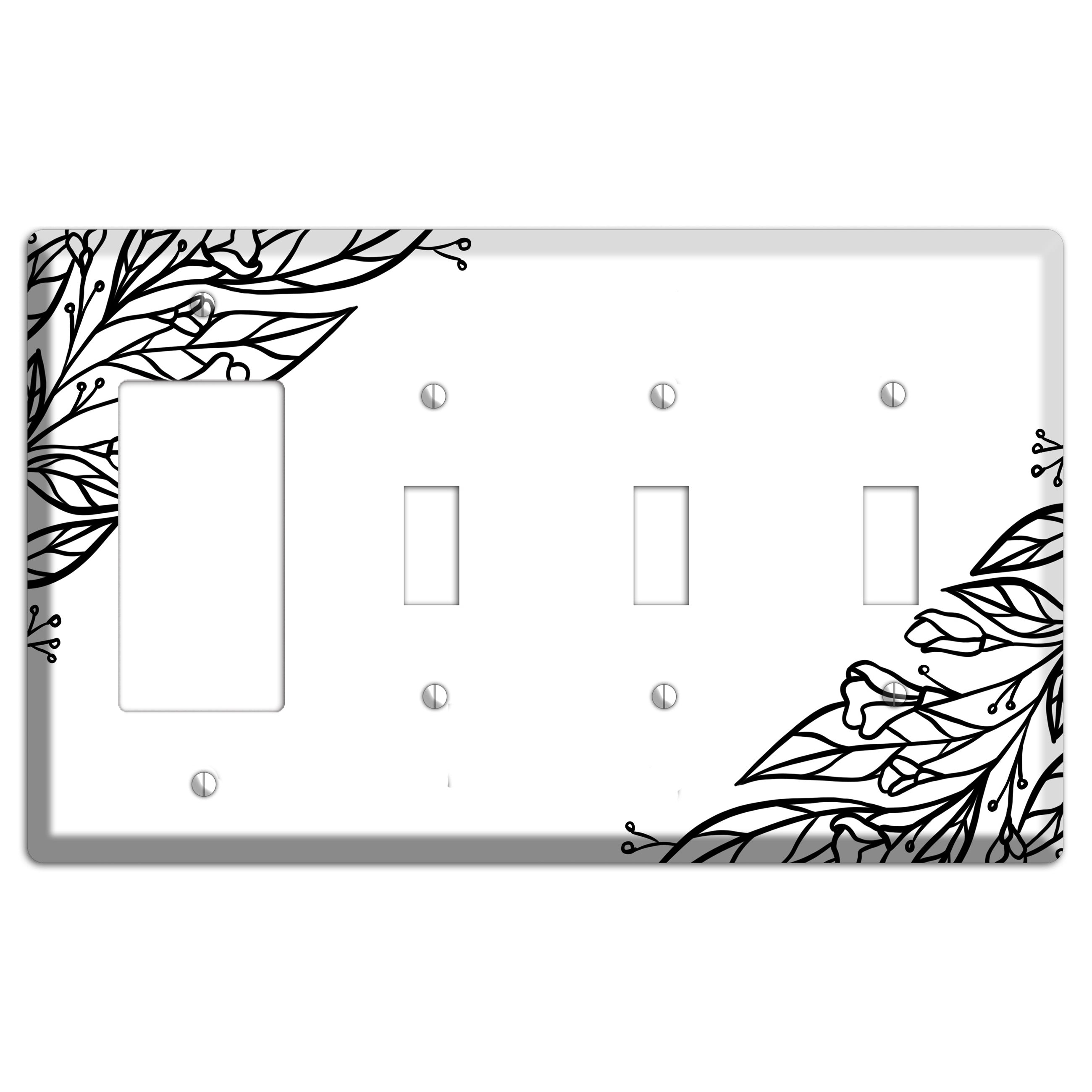 Hand-Drawn Floral 22 Rocker / 3 Toggle Wallplate