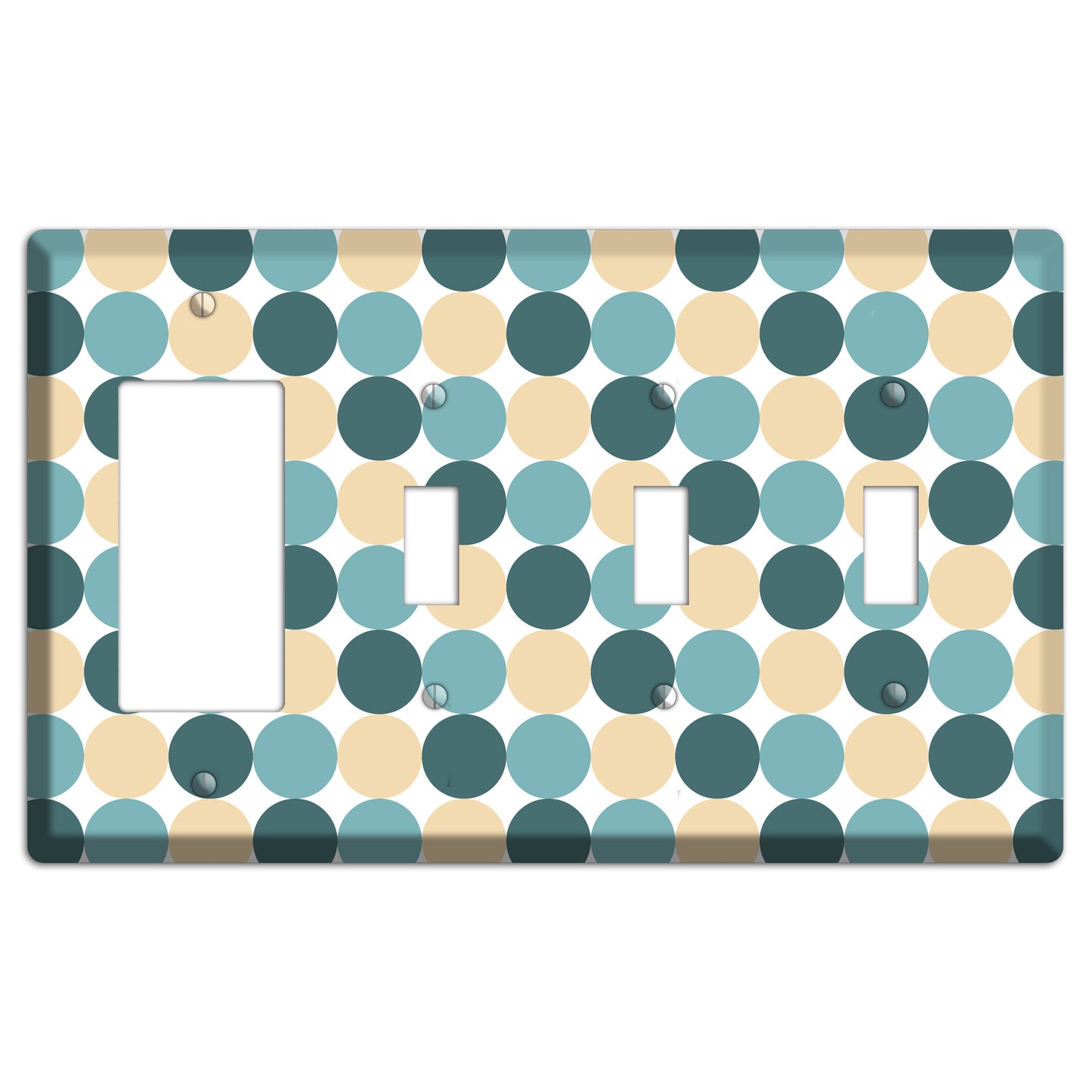 Dusty Blue Beige Tiled Dots Rocker / 3 Toggle Wallplate
