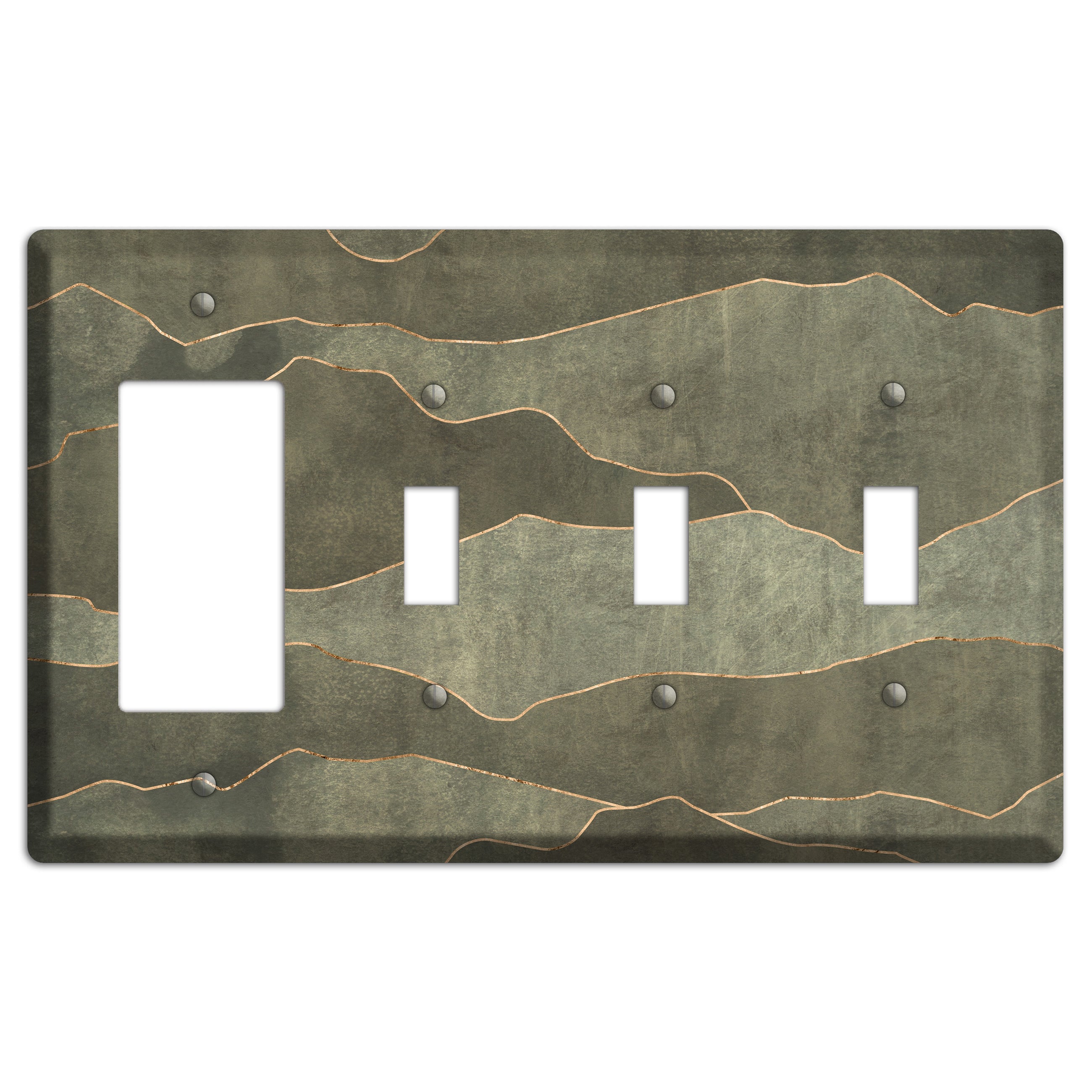 Jade Mountain Range Rocker / 3 Toggle Wallplate
