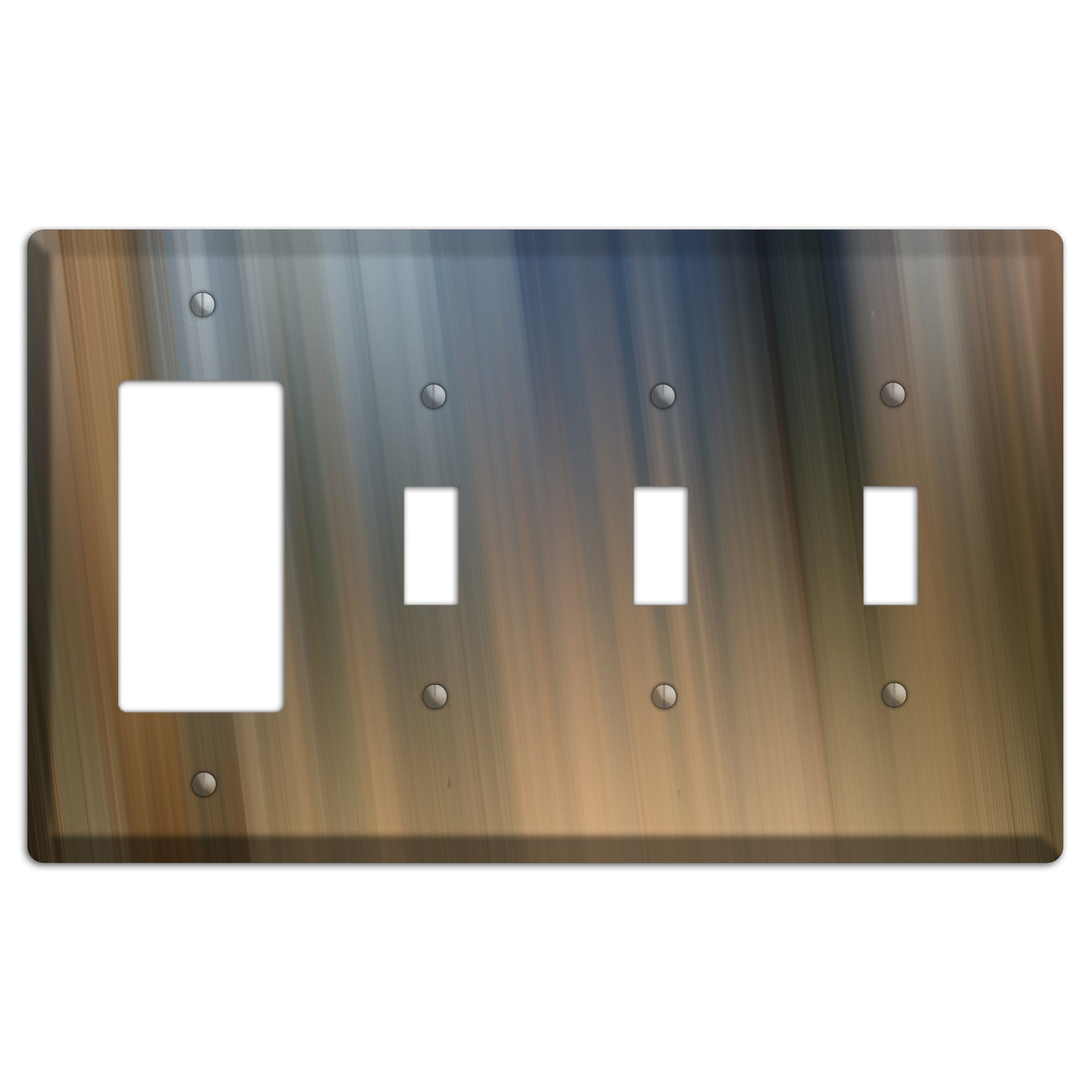 Brown and Blue-grey Ray of Light Rocker / 3 Toggle Wallplate