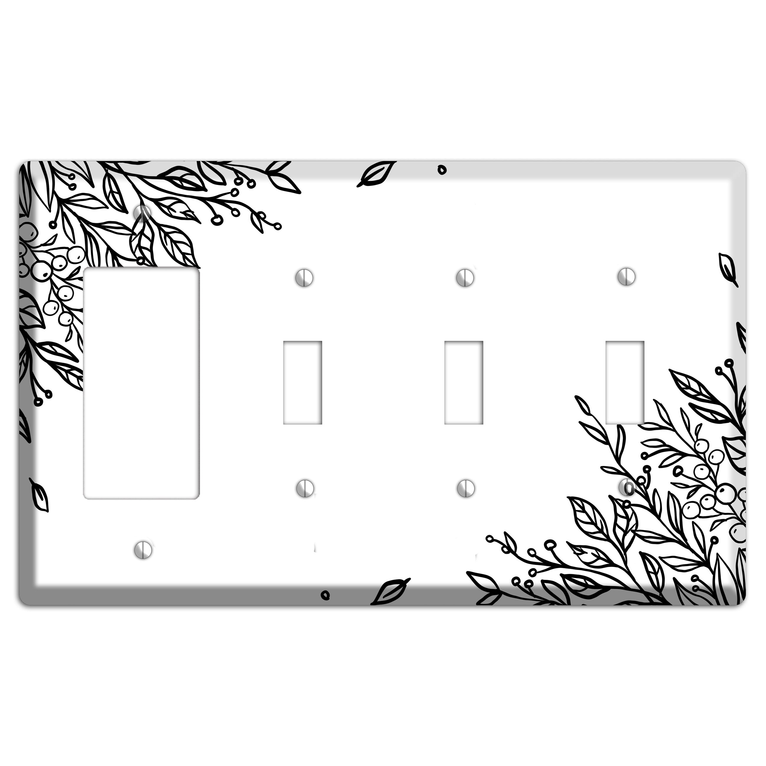Hand-Drawn Floral 4 Rocker / 3 Toggle Wallplate