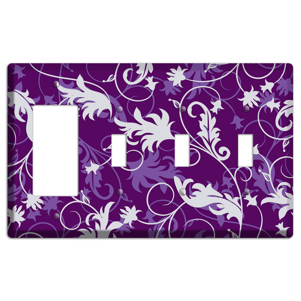 Purple Victorian Rocker / 3 Toggle Wallplate