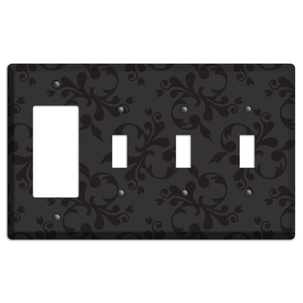 Black Victorian Toile Rocker / 3 Toggle Wallplate