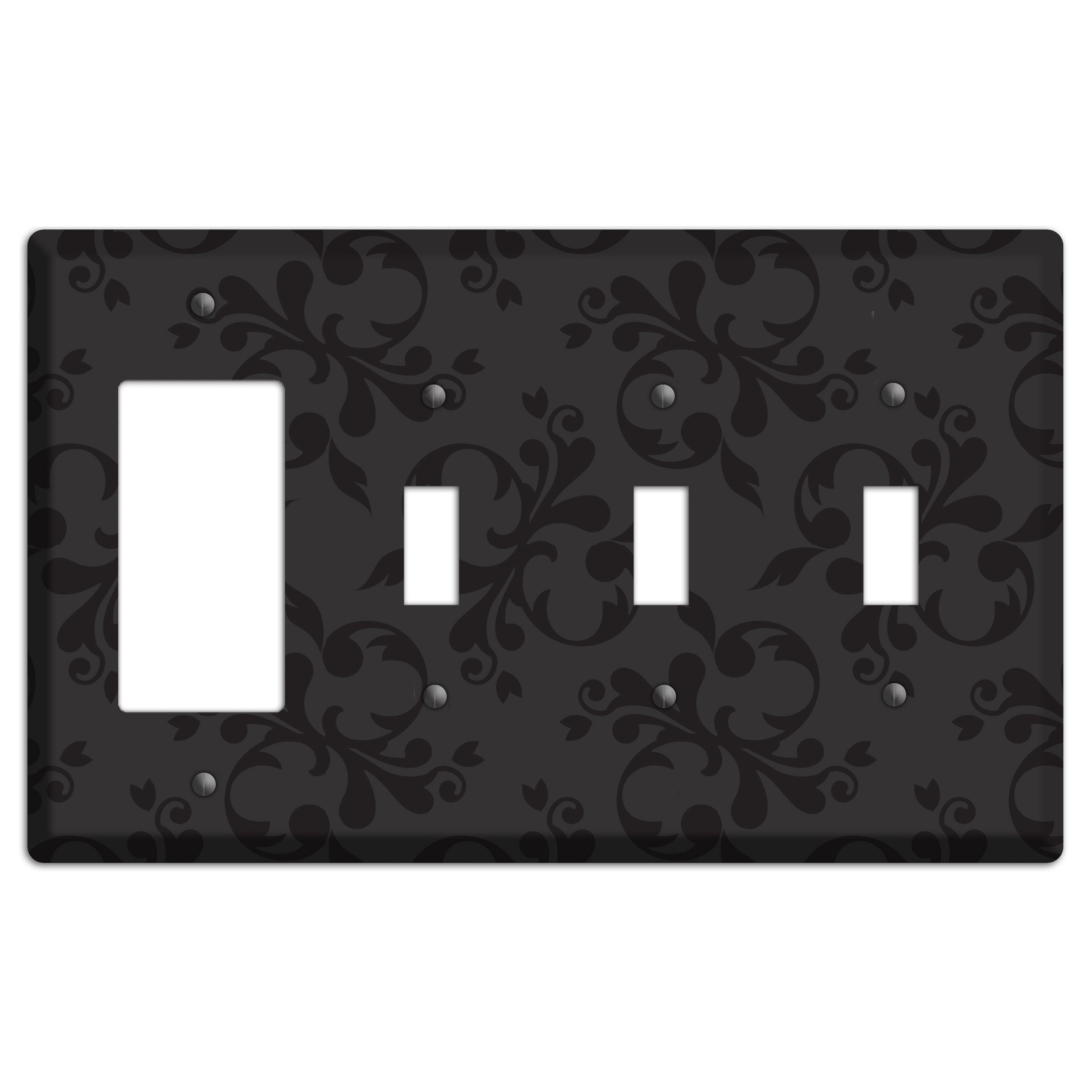 Black Victorian Toile Rocker / 3 Toggle Wallplate