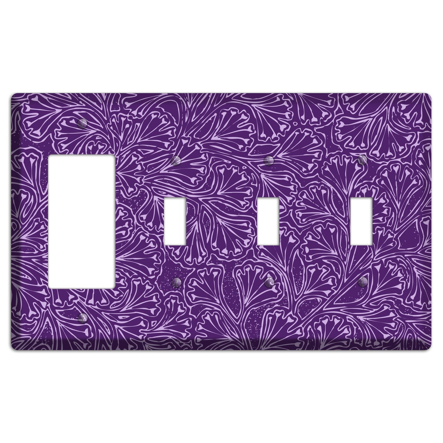 Deco Purple Interlocking Floral Rocker / 3 Toggle Wallplate