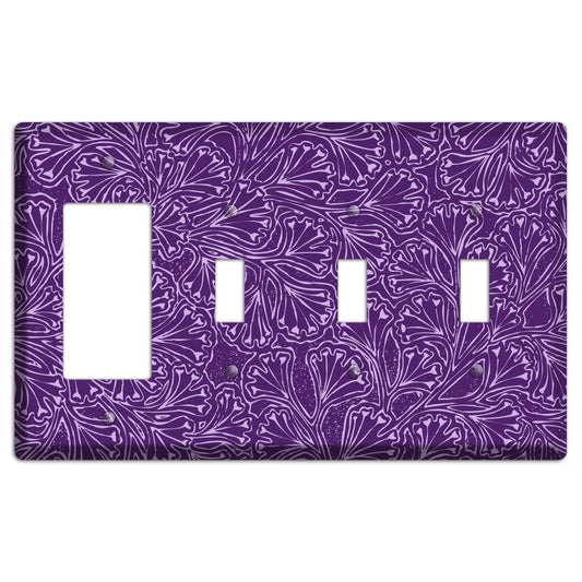 Deco Purple Interlocking Floral Rocker / 3 Toggle Wallplate