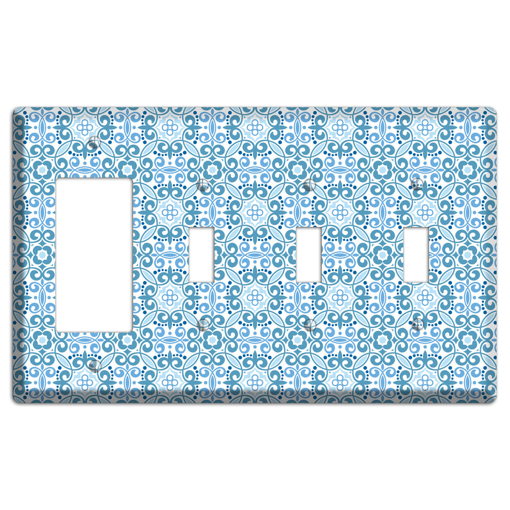 Multi Blue Foulard Rocker / 3 Toggle Wallplate